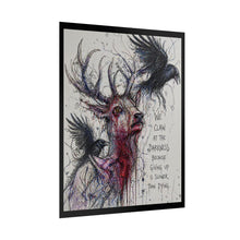 Load image into Gallery viewer, Stag &amp; Crows Art Poster — "We Claw at the Darkness" Rolled Wall Print
