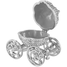 Load image into Gallery viewer, Silver Crystal Studded Small Cinderella Pumpkin Coach Figurine carriage  (MINIMUM OF 2)
