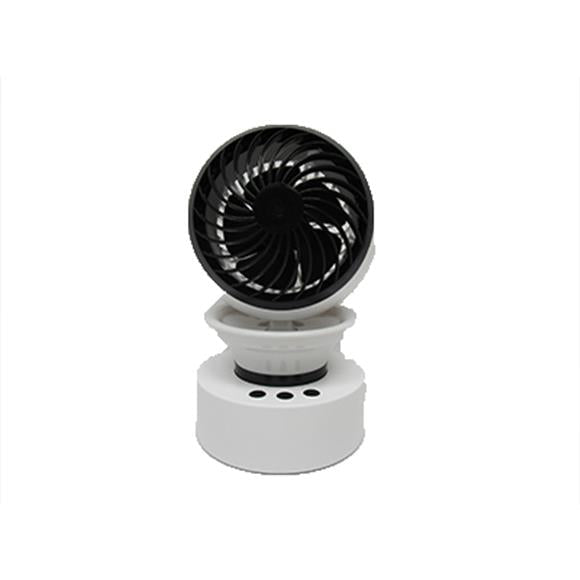 ROTATING 3 SPEED FAN W/2 LIGHT SETTINGS WHITE/BLACK