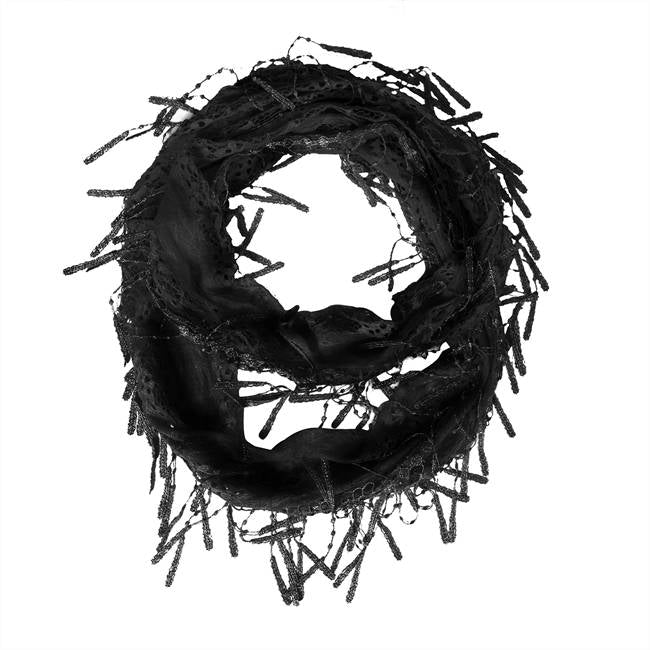 Fashion Lace Tassel Sheer Infinity Lightweight Scarf