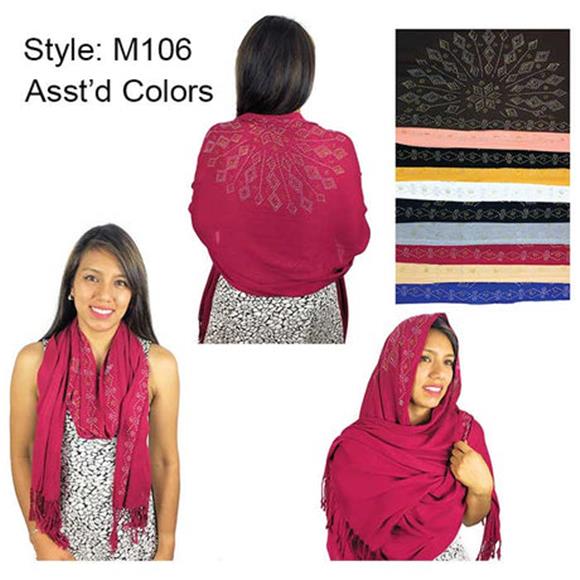 Fashion Rhinestones Lightweight Scarves  (Sold by Dozen)