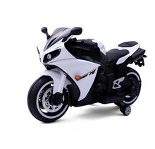 Load image into Gallery viewer, TAMCO-T1 white kids motorcycle ,12V wheels with light, hand drive , PU seat, electric motorcycle Children ride on motorcycle
