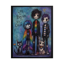 Load image into Gallery viewer, Emo Pride Art Print - "Life Is Better In Full Color" Rainbow Cape Wall Decor
