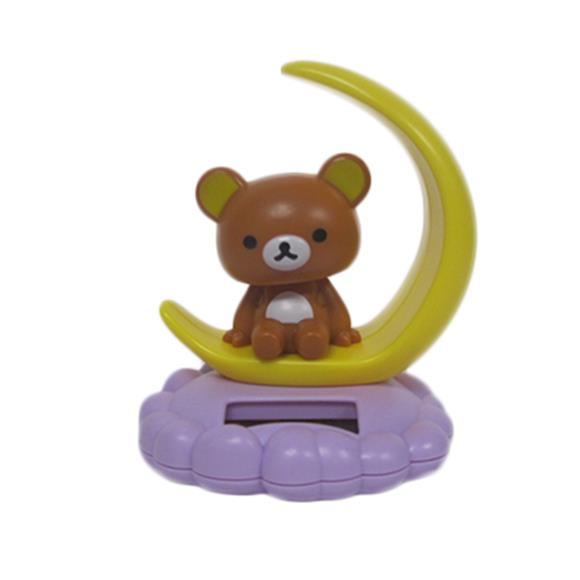 BEAR ON A MOON SOLAR BOBBLE HEAD