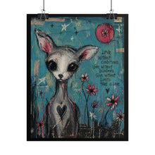 Load image into Gallery viewer, Rolled Poster — Whimsical Deer Art Print with 'Love Without Conditions' Quote
