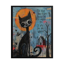 Load image into Gallery viewer, Whimsical Cat Art Poster — "The Right Kind of Love" Inspirational Rolled Print
