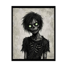 Load image into Gallery viewer, Horror Zombie Poster – Glowing-Eyed Skeleton Art Print (Rolled Poster)
