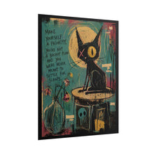 Load image into Gallery viewer, Rolled Poster — Gothic Cat Art Print with 'Make Yourself a Priority' Quote
