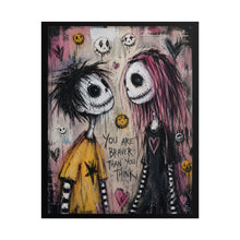 Load image into Gallery viewer, Whimsical Gothic Couple Art Print – "You Are Braver Than You Think" Affirmation Wall Decor

