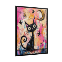 Load image into Gallery viewer, Rolled Poster — Whimsical Black Cat Moon Art Print
