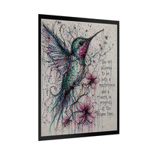 Load image into Gallery viewer, Hummingbird Inspirational Art Poster — "You are allowed to be both a masterpiece and a work in progress"
