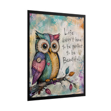 Load image into Gallery viewer, "Life Doesn't Have to Be Perfect to Be Beautiful" – Whimsical Bird Canvas Poster – Positive Quote Decor
