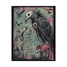 Load image into Gallery viewer, Survivors Together Rolled Poster — Dark Folk Art Vulture &amp; Fox Print with Quote
