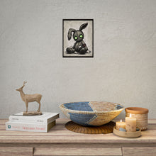 Load image into Gallery viewer, Creepy Plush Bunny Poster – Glowing Green Eyes Rolled Art Print
