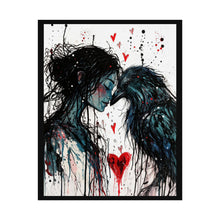 Load image into Gallery viewer, Rolled Poster — Gothic Romantic Art Print: Woman &amp; Raven with Dripping Heart
