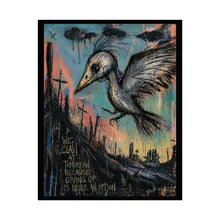 Load image into Gallery viewer, Rolled Poster — Gothic Raven Art Print with 'Giving Up Is Never An Option' Quote
