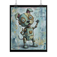 Load image into Gallery viewer, Rolled Poster — Cute Steampunk Robot Dog Print ("Even If Wired Differently")
