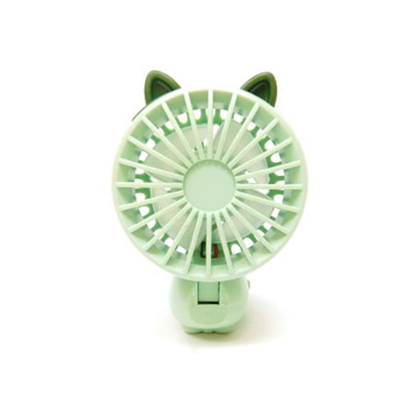 RECHARGEABLE PORTABLE MINI FAN 2 SPEED/FOLDABLE CAT DESIGN GREEN