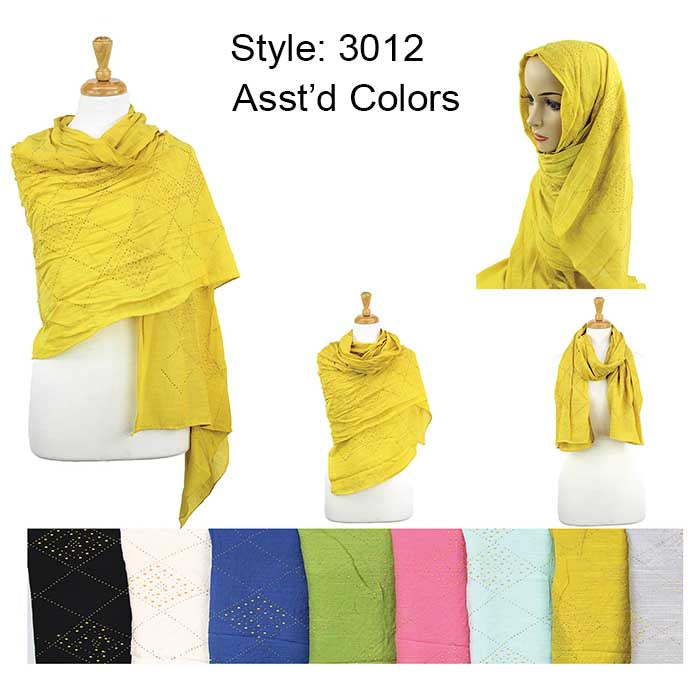 Fashion Rhinestones Lightweight Scarves  (Sold by Dozen)