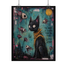 Load image into Gallery viewer, The Wind Is Quieter Than You Think Listen Lovely Rolled Poster — Gothic Whimsical Cat Fantasy Wall Art
