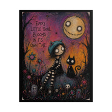 Load image into Gallery viewer, "Every Little Soul Blooms In Its Own Time" Goth Girl Wall Art | Gothic Flower Print
