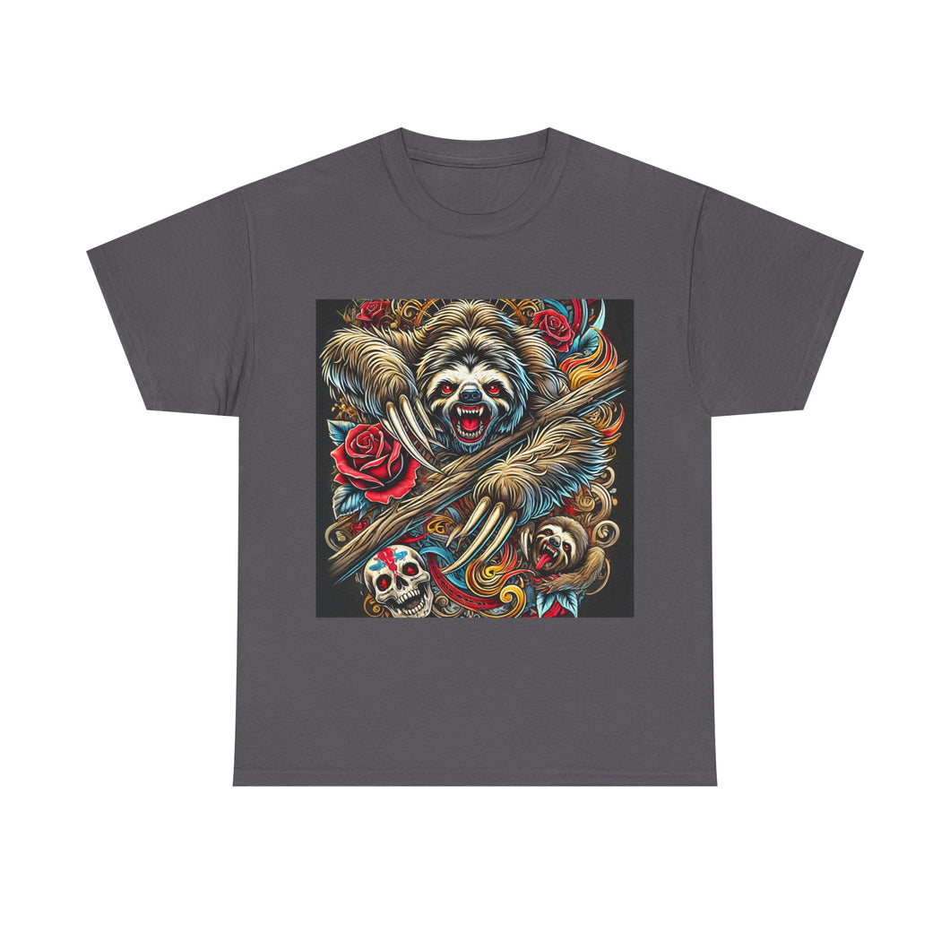 Killer Sloth Skulls Roses Wild T-Shirt - Size S - 5XL