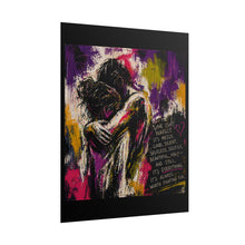 Load image into Gallery viewer, Romantic Embrace Art Poster — "Love Isn’t Perfect" Rolled Wall Art
