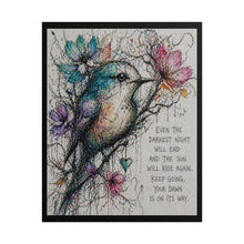 Load image into Gallery viewer, Inspirational Bird Art Poster - "Even the Darkest Night" Motivational Rolled Print

