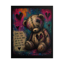 Load image into Gallery viewer, Falling Apart Quietly – Emotional Teddy Bear Canvas
