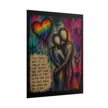 Load image into Gallery viewer, "Shine True Self" Pride Art | Gothic Sketch Intimate Embrace Poster
