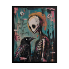 Load image into Gallery viewer, Gothic Crow &amp; Skeleton Art Poster — "The Only Way Out Is Through" Rolled Wall Art
