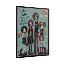 Load image into Gallery viewer, "Live As You" Pride Wall Art | Gothic Cute Rainbow &amp; Trans Flag Poster
