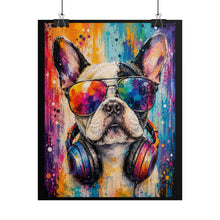 Load image into Gallery viewer, Vibrant French Bulldog with Sunglasses Poster - Cool Music Dog Wall Decor
