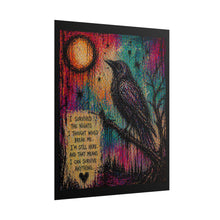 Load image into Gallery viewer, Rolled Poster — Inspirational Raven Art Print with Quote: “I Survived the Nights…”
