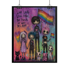 Load image into Gallery viewer, "Live Loud Live Free" Pride Art | Gothic Pop Big Rainbow Flag Poster
