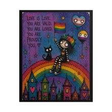 Load image into Gallery viewer, "You Are Proudly You" Pride Art | Whimsical Character Rainbow Flag Poster
