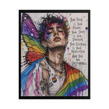 Load image into Gallery viewer, Your Pride Is Your Power Rolled Poster – LGBTQ+ Fairy Wings Graffiti Art Print, Colorful Pride Wall Decor
