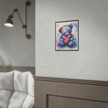 Load image into Gallery viewer, Whimsical Stitched Teddy Bear Poster - Cute Patchwork Heart Wall Decor

