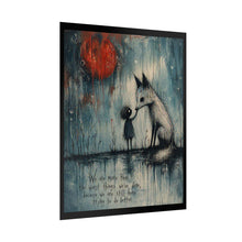 Load image into Gallery viewer, Rolled Poster — Whimsical Fox &amp; Child Art Print with Red Moon, Inspirational Quote
