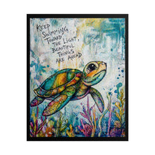 Load image into Gallery viewer, Turtle Poster — “Keep Swimming Toward the Light” Inspirational Rolled Art Print
