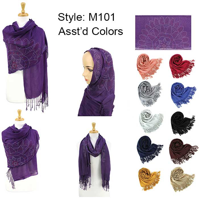 Fashion Rhinestones Lightweight Scarves   (Sold by Dozen)