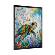 Load image into Gallery viewer, Turtle Poster — “Keep Swimming Toward the Light” Inspirational Rolled Art Print
