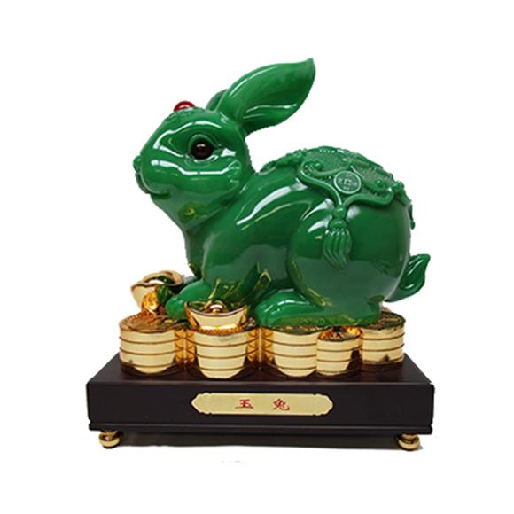 GREEN RABBIT ON COINS