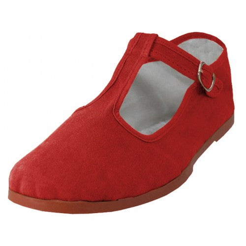 Wholesale Women's T-Strap Cotton Upper Classic Mary Jane Shoes (*Mandarin Red)