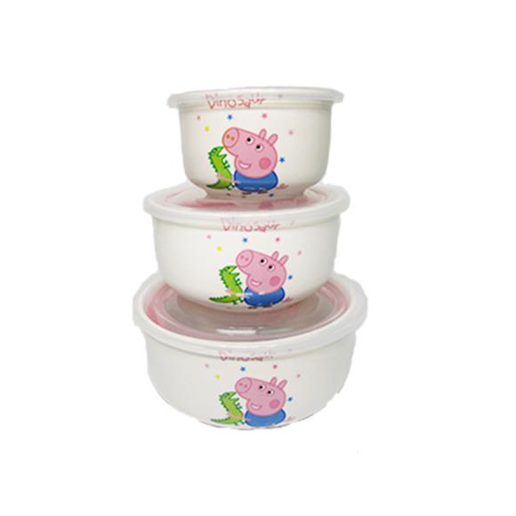 3PC BOWL SET W/PIG ASSORTED DESIGN