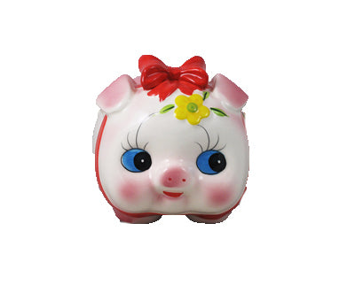 10″ CERAMIC PIGGY BANK W/RIBBON