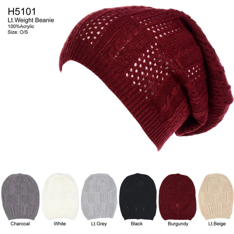12-pack Assorted Wholesale Light Beanie Knit Hat
