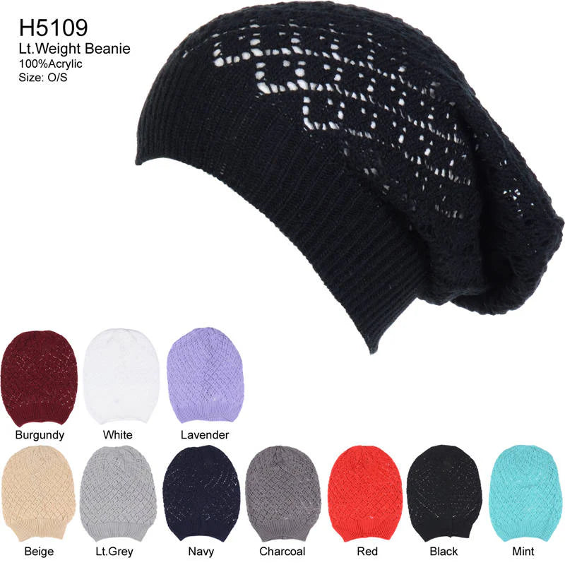12-pack Assorted Wholesale Light Beanie Knit Hat