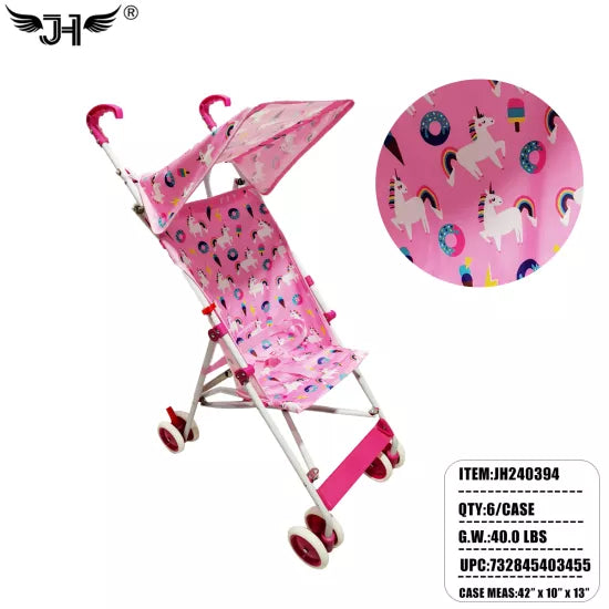 CASE OF 6 - UNICORN BABY DOLL STROLLER
