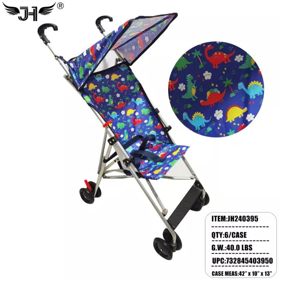 CASE OF 6 - BLUE DINOSAUR BABY DOLL STROLLER